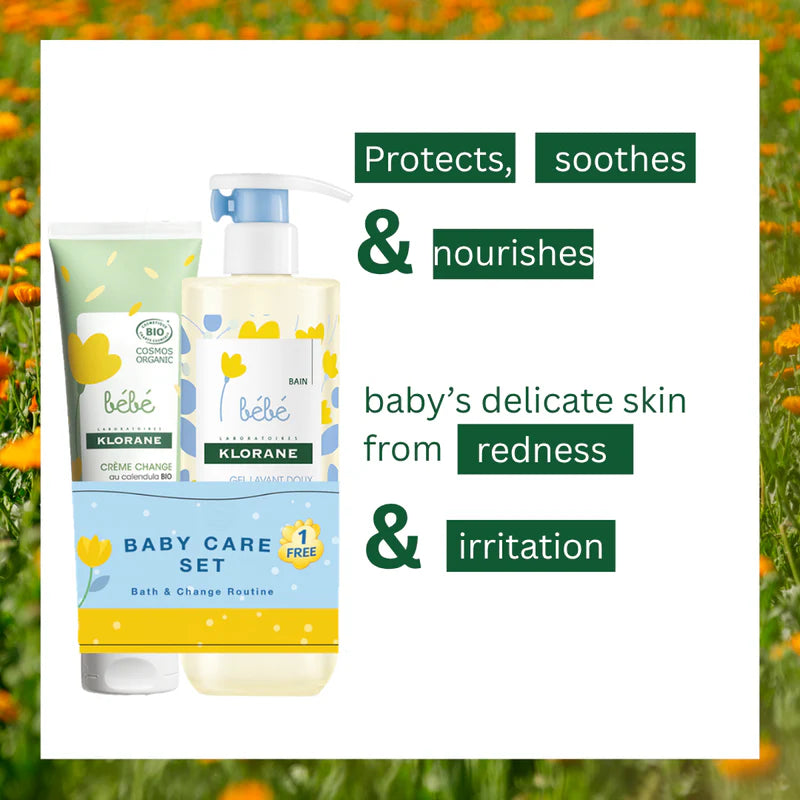 Klorane Baby calendula cleansing gel and organic change cream at The Distriqt Lebanon