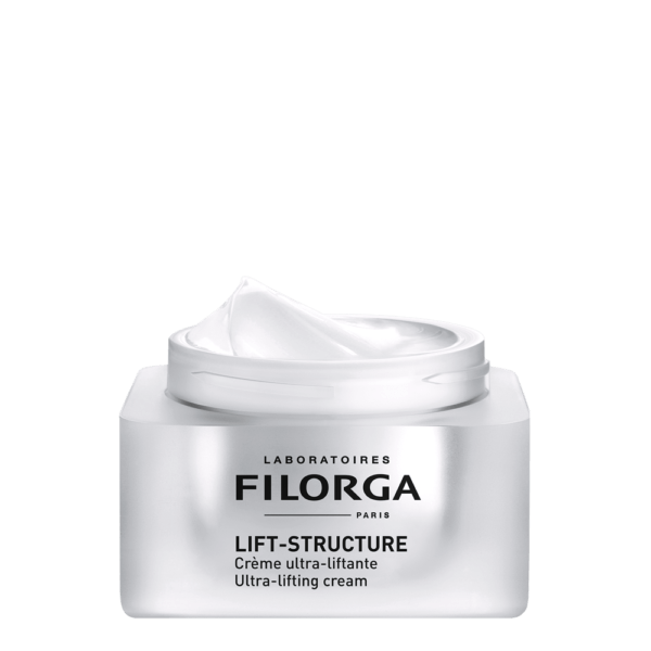Filorga Lift-Structure cream jar on a black background