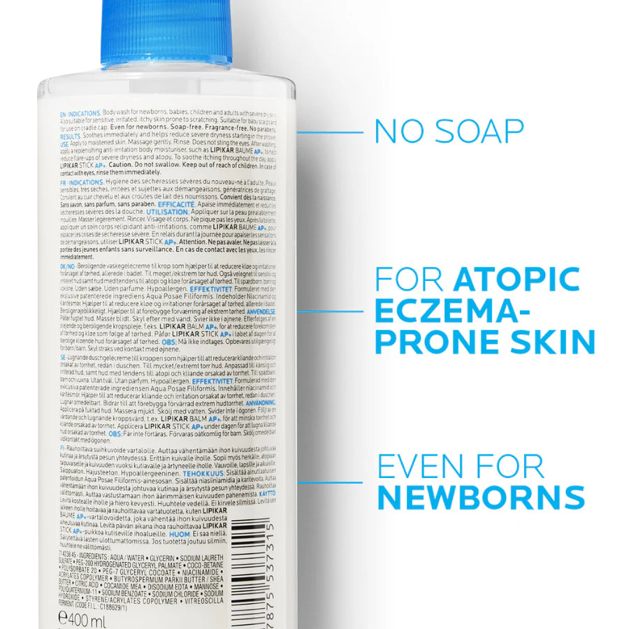 La Roche-Posay Lipikar Syndet AP+ gentle cream wash for dry, sensitive and eczema-prone skin
