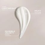 Milky texture product with features labeled on a light gray background