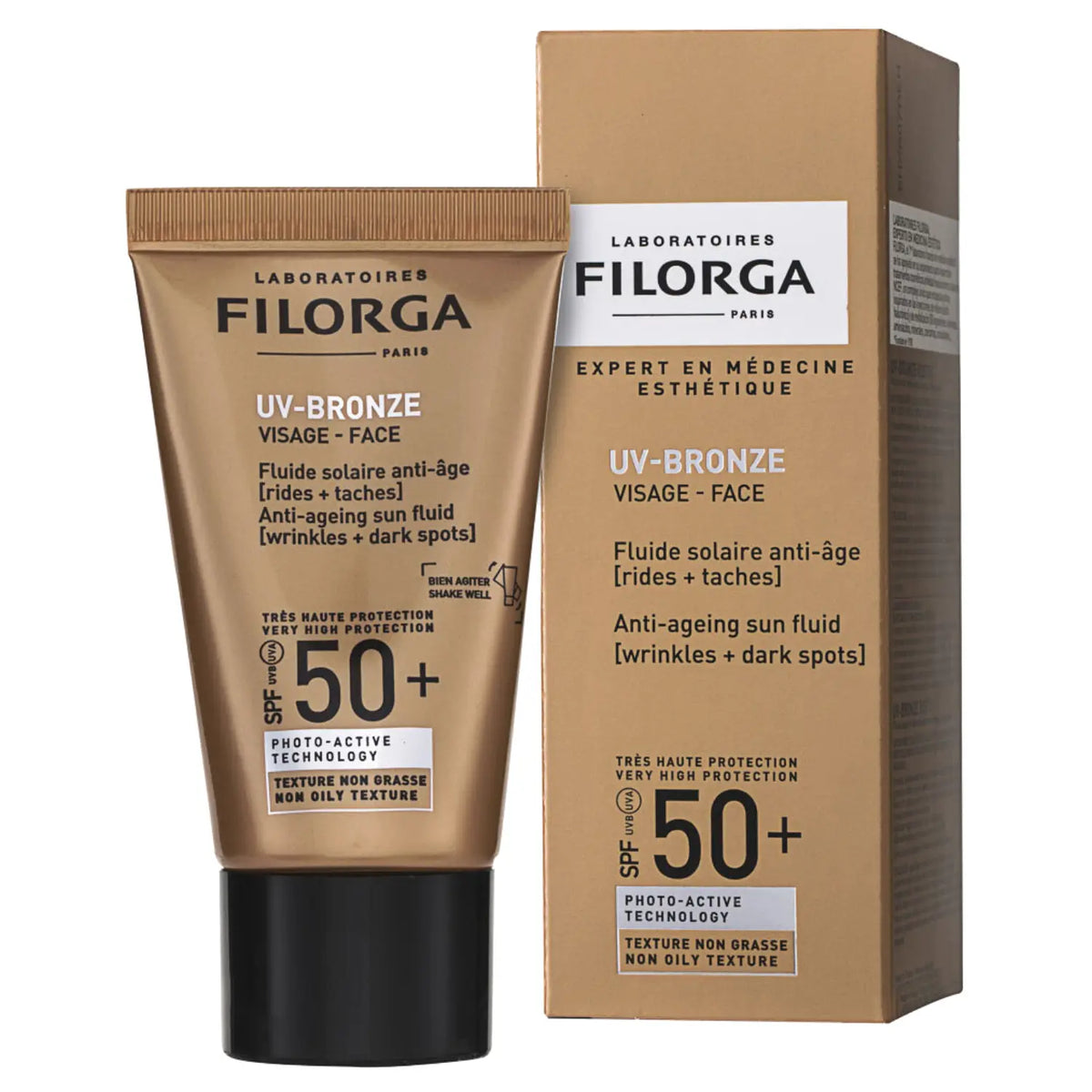 Lightweight SPF50+ face sunscreen from Filorga for UVA and UVB protection.