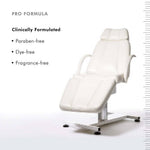 White treatment chair with 'Pro Formula' text and product features on a white background