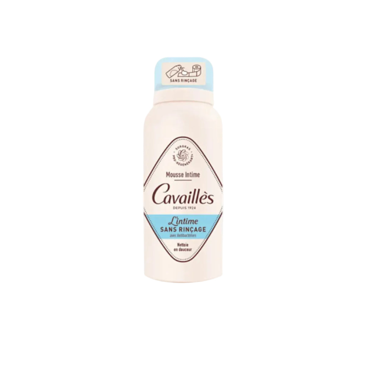 Cavaille's intimate foam bottle on a white background