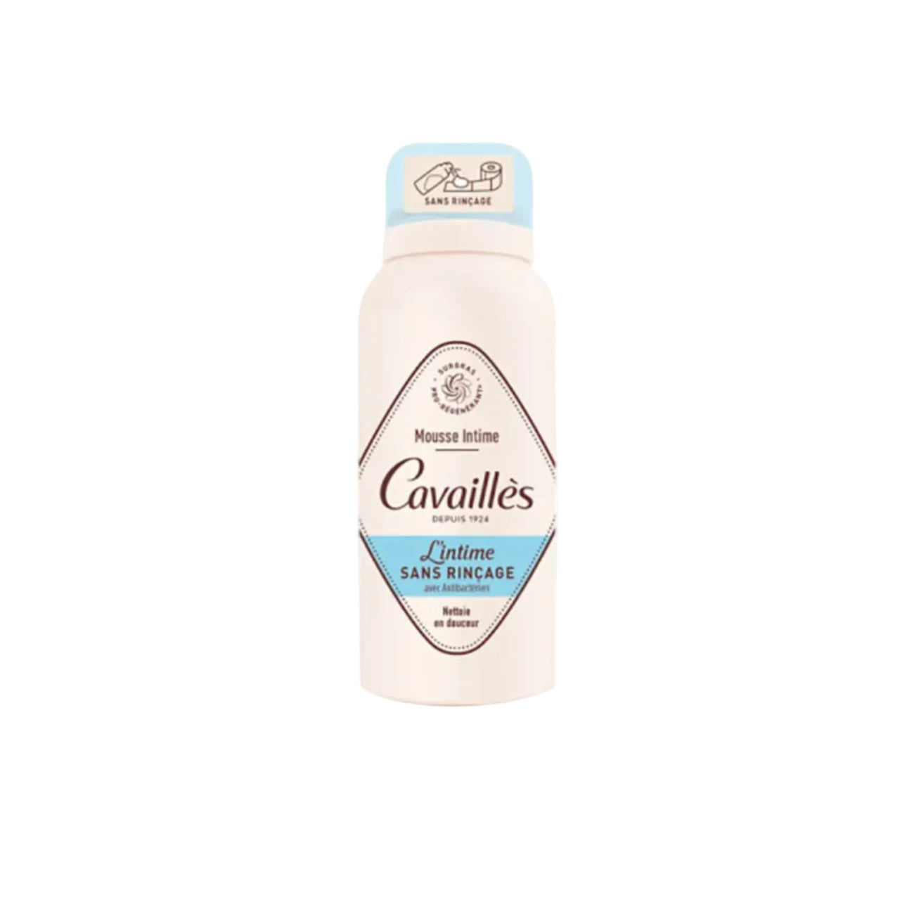 Cavaille's intimate foam bottle on a white background