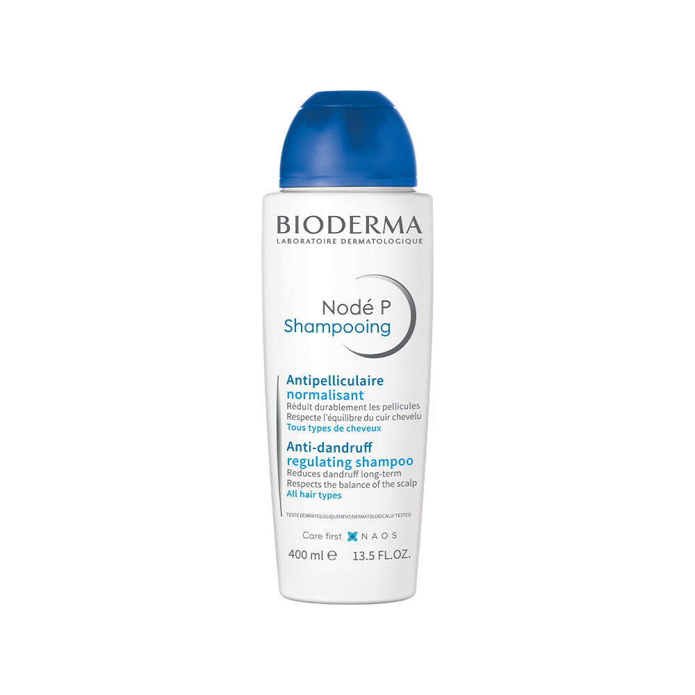 Bioderma Nodé P Shampooing bottle on a white background