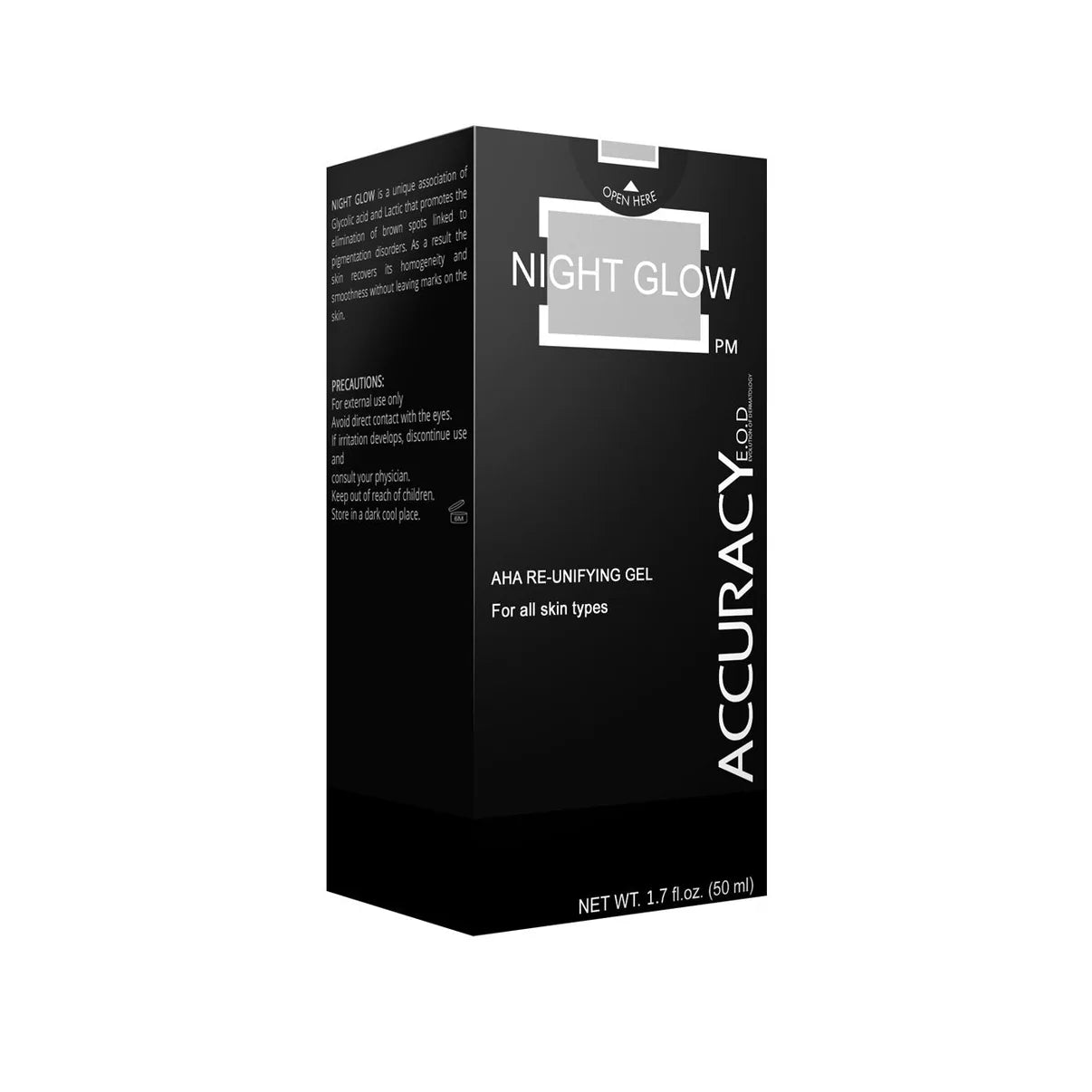 Acucuracy Night Glow skincare product with packaging on a white background
