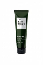 Green tube of Lazare Tigue hair product on a white background