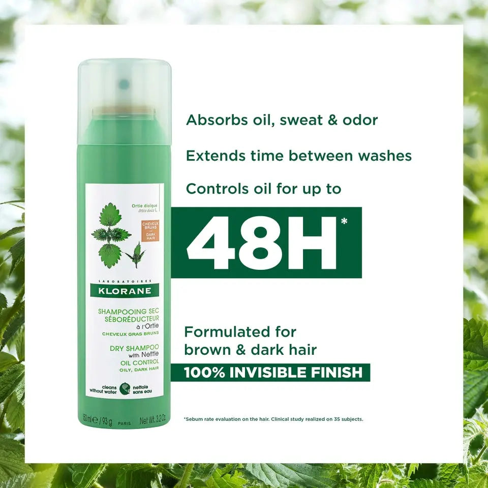 	Klorane dry shampoo with organic nettle adds freshness and lightweight volume to oily hair available at distriqt lebanon