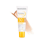 Bioderma sunscreen cream tube with applicator on a white background