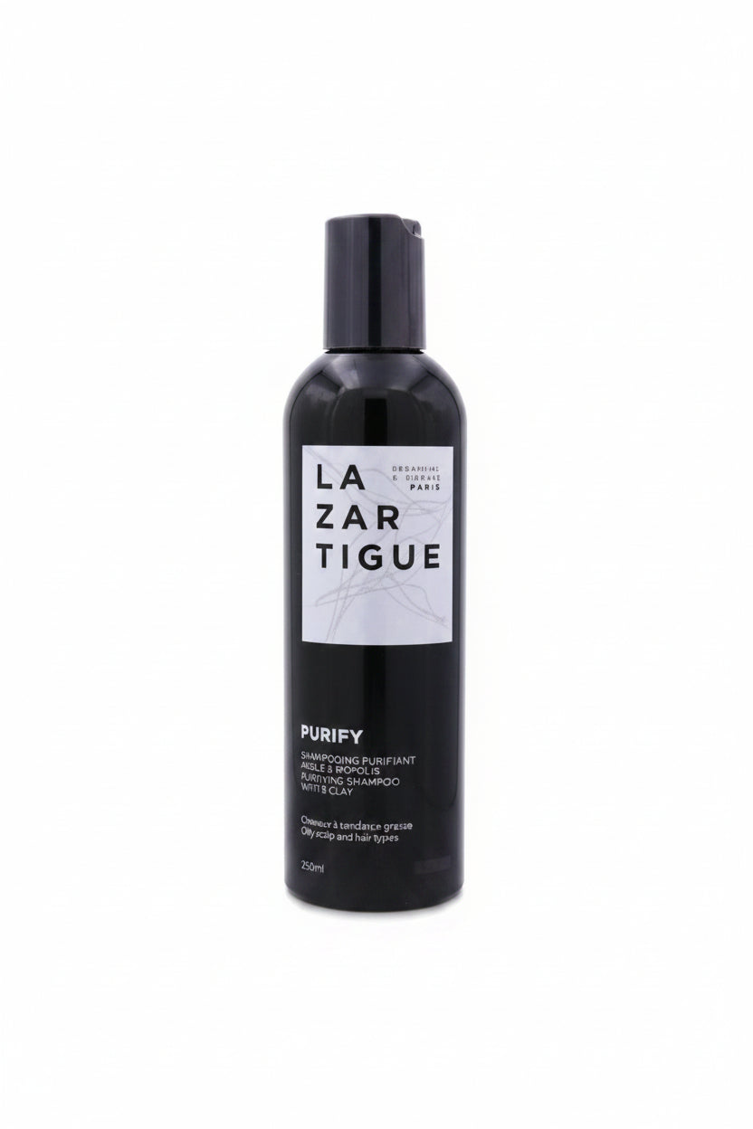 Bottle of LazarTigue Purify on a white background