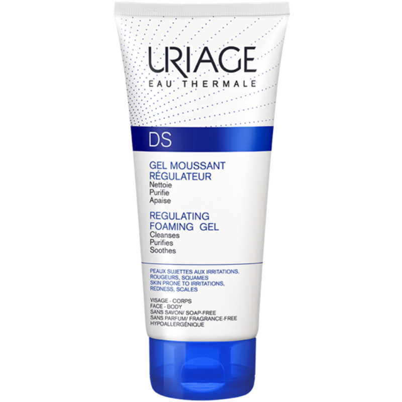 Uriage DS Regulating Foaming Gel tube on a white background