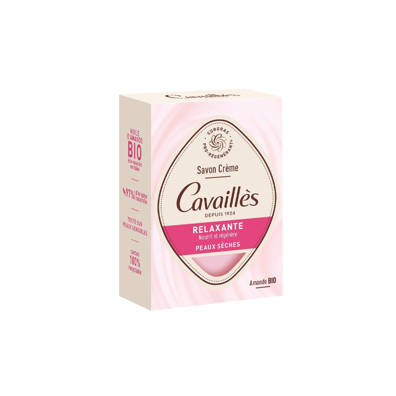 Cavailles soap packaging on a white background