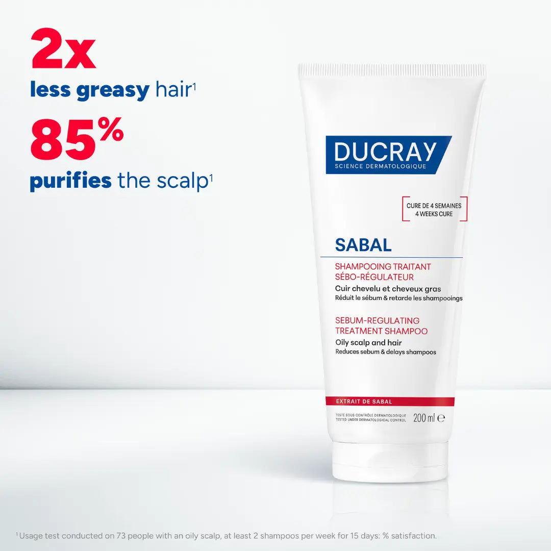Sebum-control shampoo from Ducray for greasy roots and oily scalp.