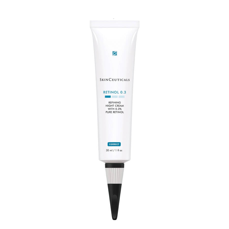 Skinceuticals Retinol 0.3 night cream tube on a white background