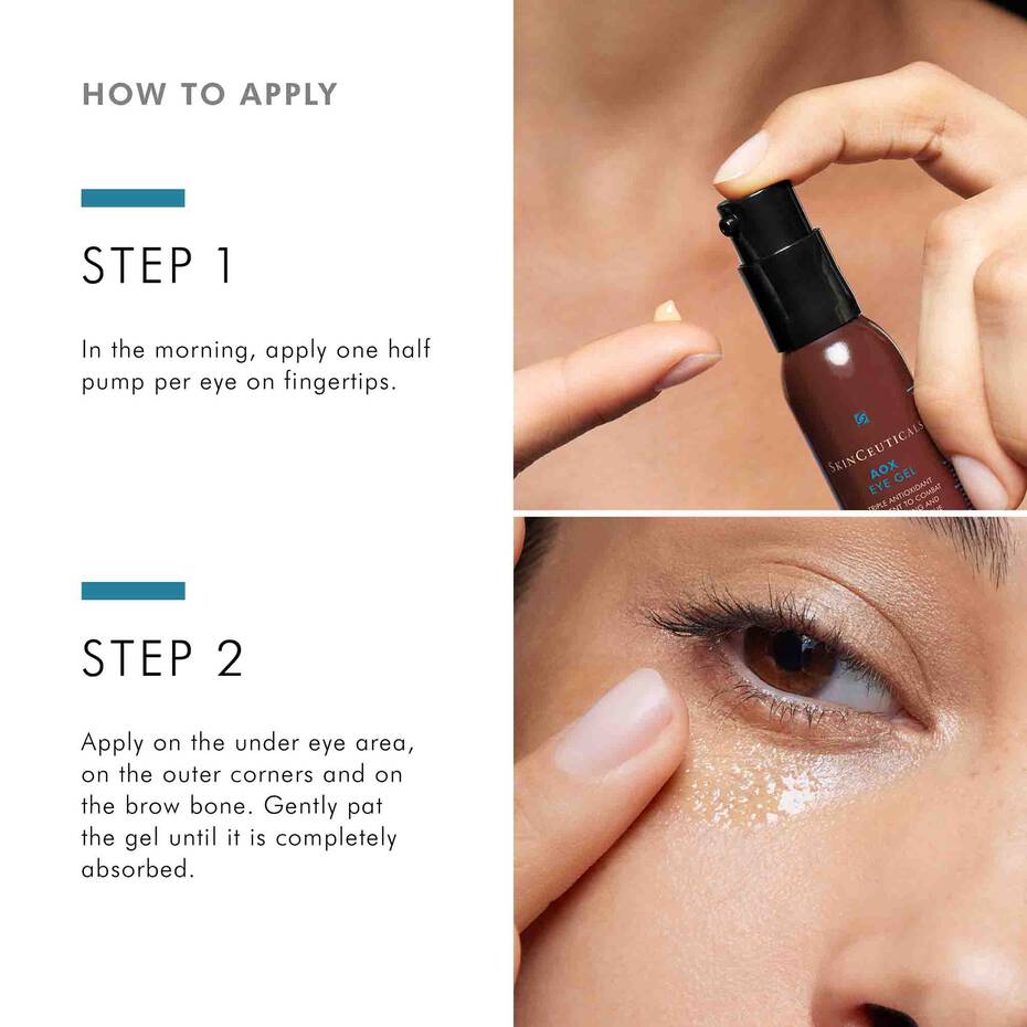 Step-by-step guide on applying a skincare product with close-up of application.