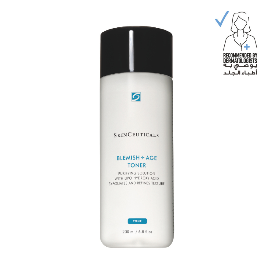SkinCeuticals Blemish + Age Toner bottle on a white background