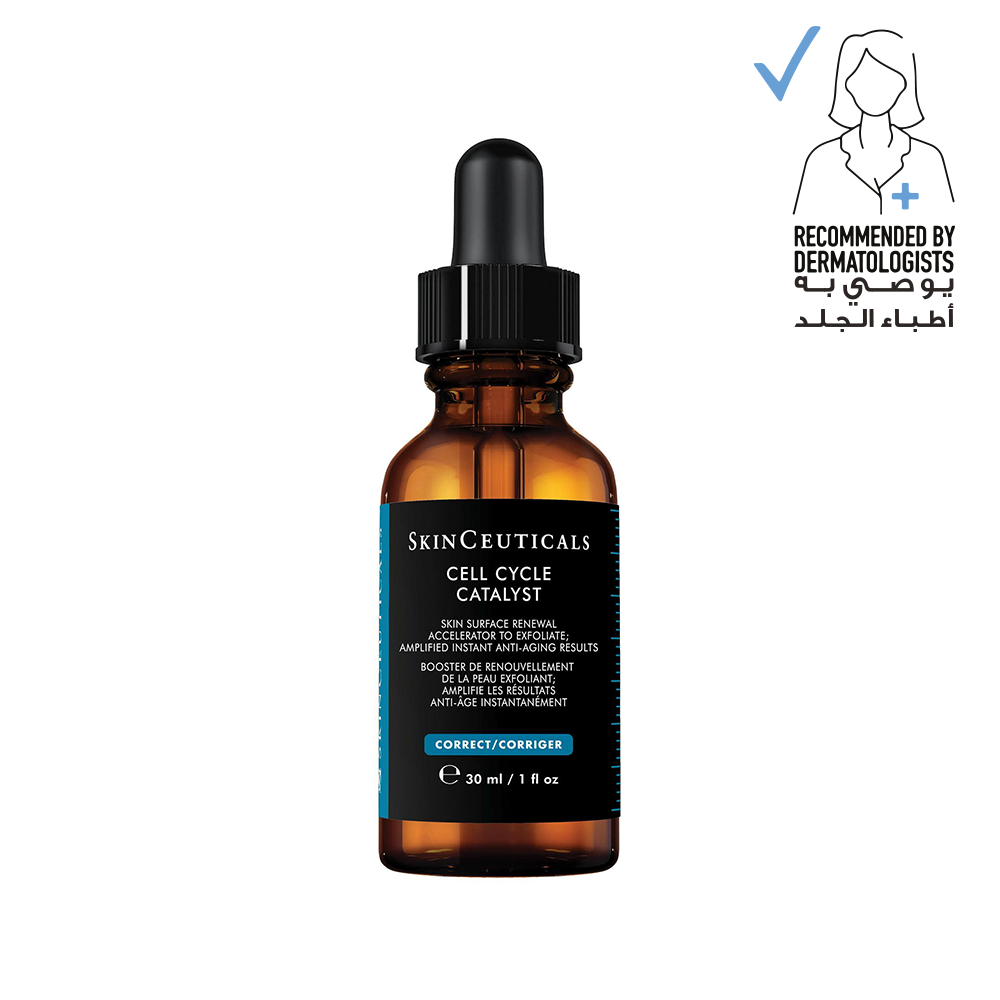Skinceuticals Cell Cycle Catalyst serum bottle with dropper on a white background