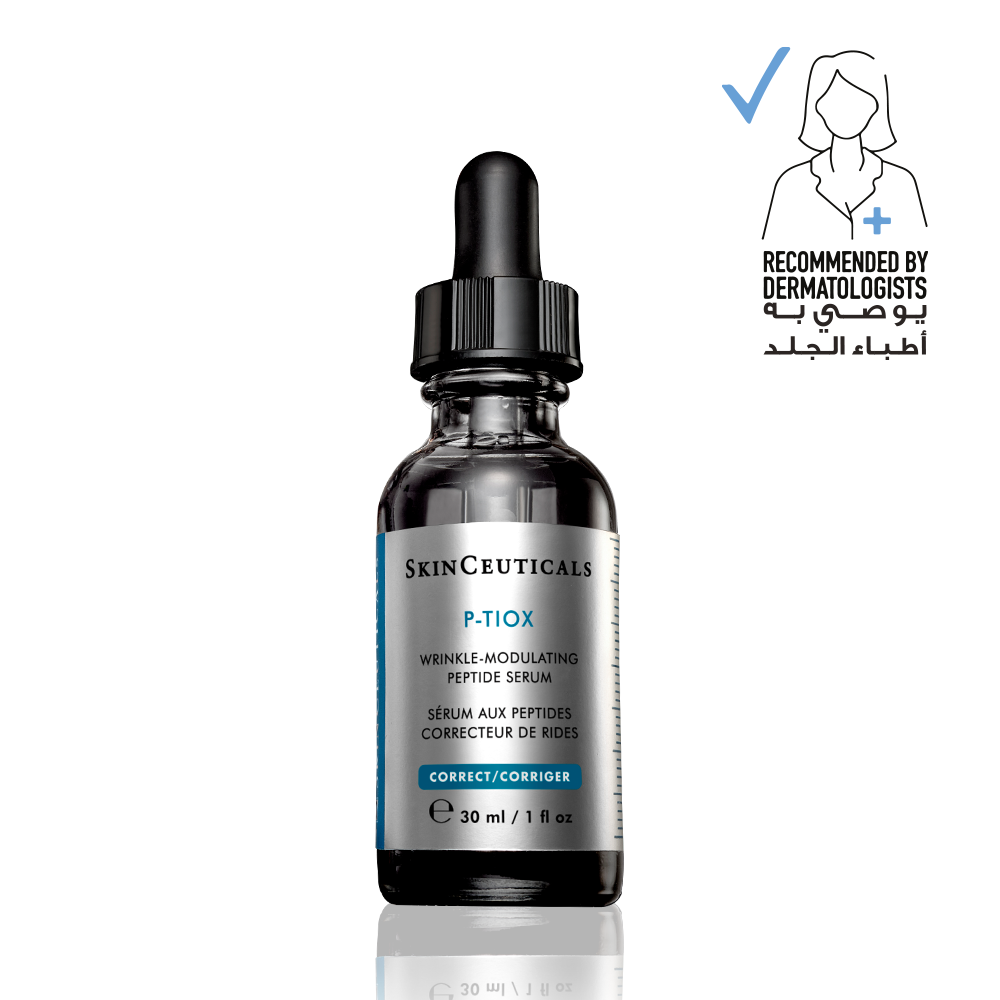 SkinCeuticals P-TIOX serum bottle with dropper on a white background