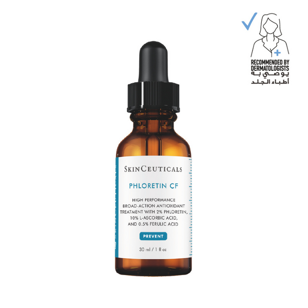 SkinCeuticals Phloretin CF skincare dropper bottle on a white background