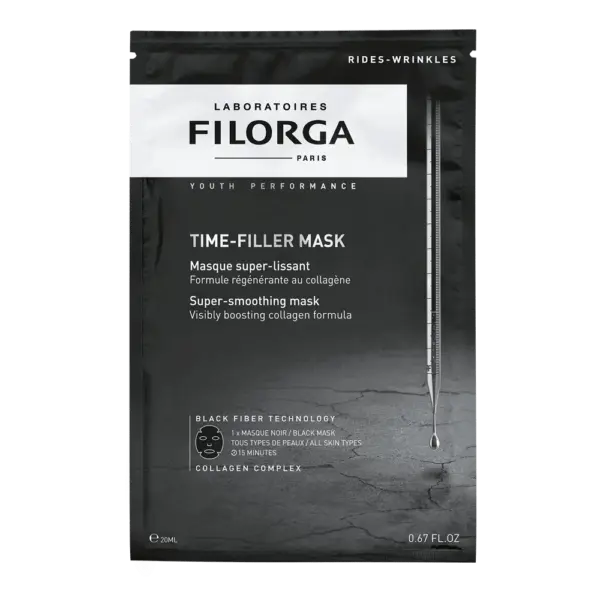 Filorga Time-Filler Mask packaging on a black background