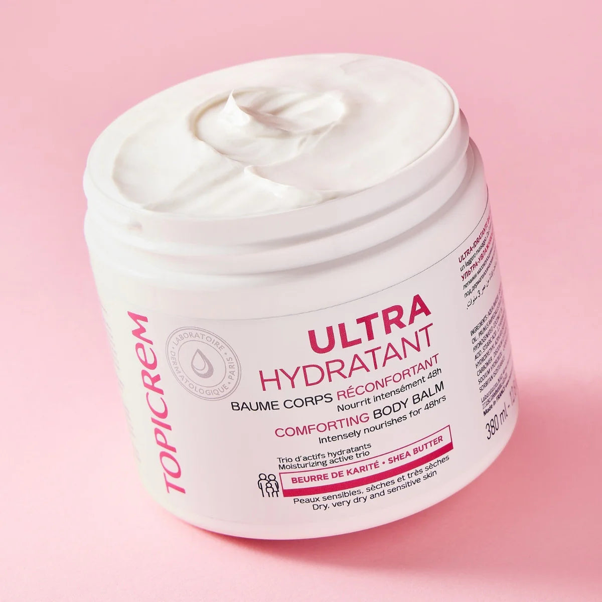 Topicrem Ultra Hydration Comforting Body Balm for dry and sensitive skin.