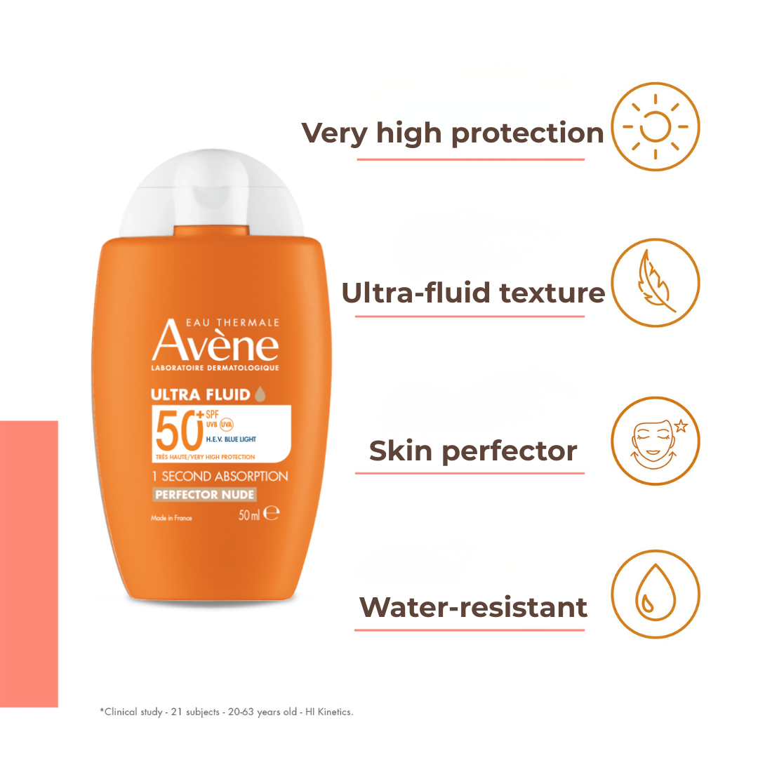 Ultra Fluid Tinted Perfector SPF 50+ Sunscreen 50ml | Ultra Light Tinted Sunscreen for Sensitive Skin - no white cast