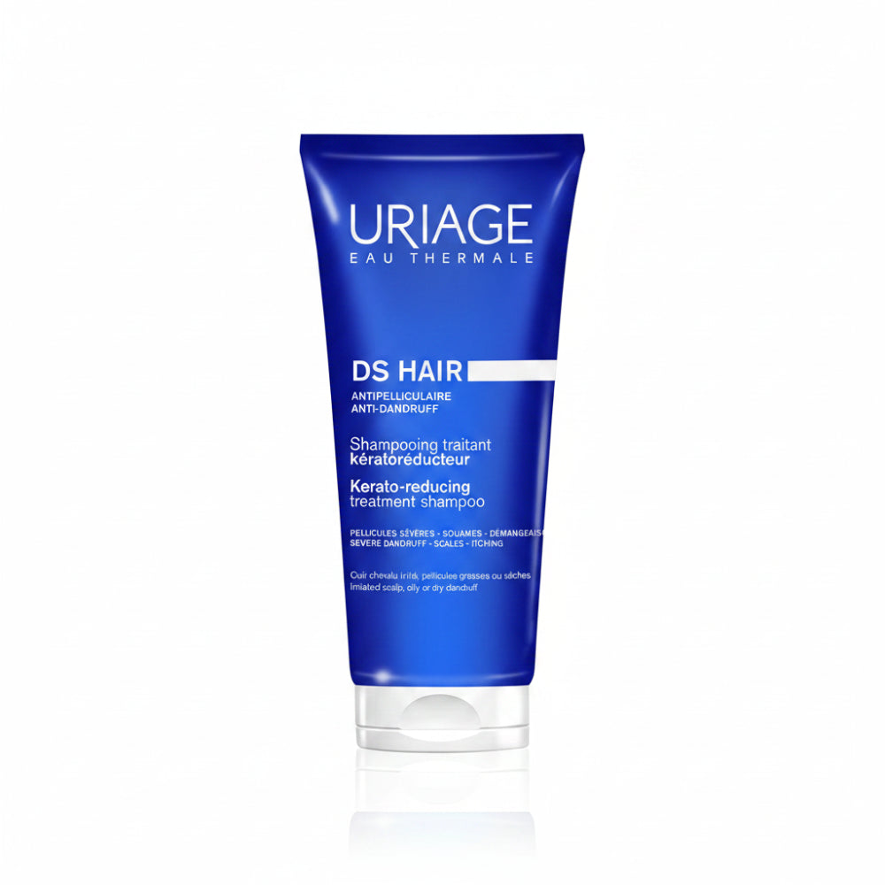 Uriage DS Hair shampoo tube on a white background