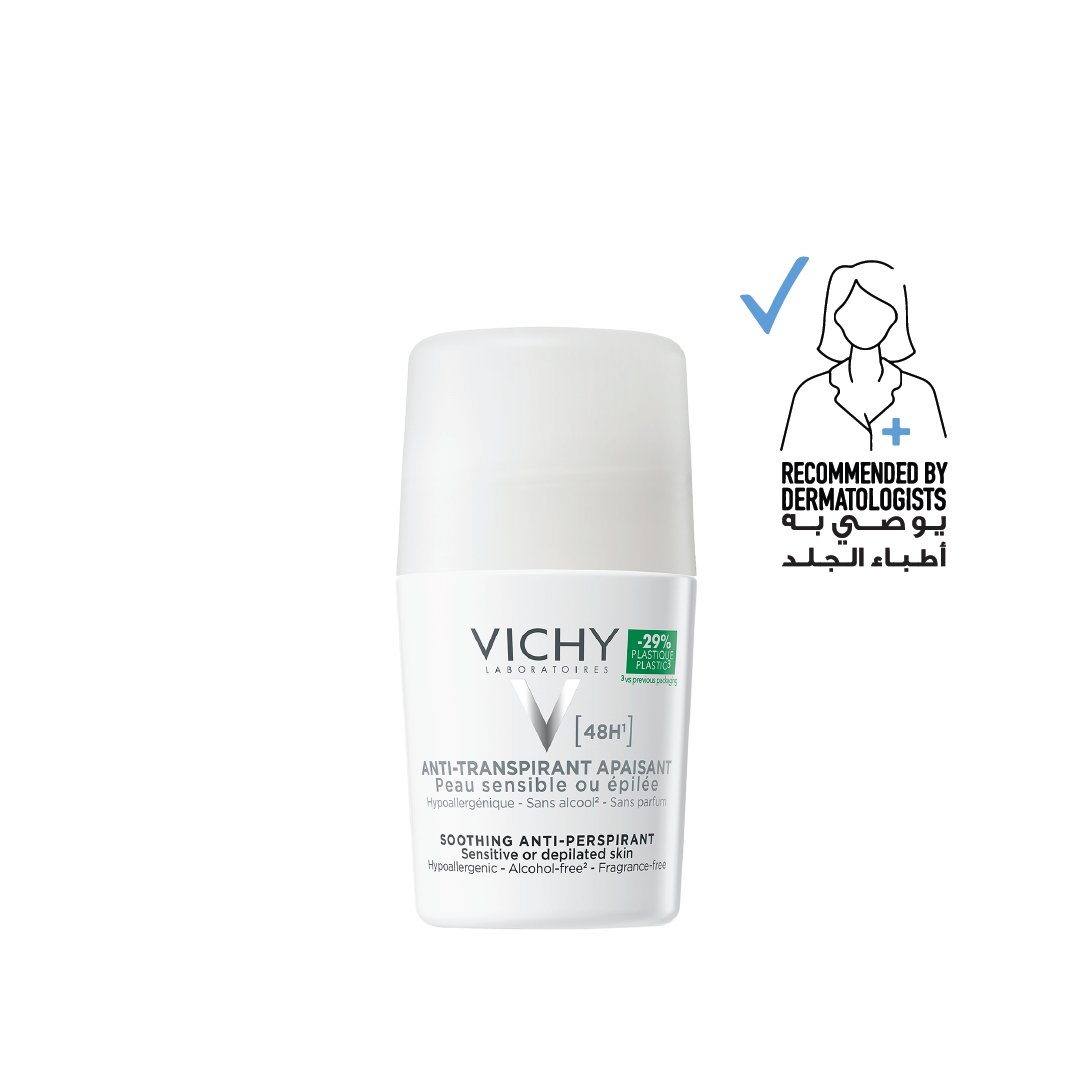 Vichy deodorant stick on a white background