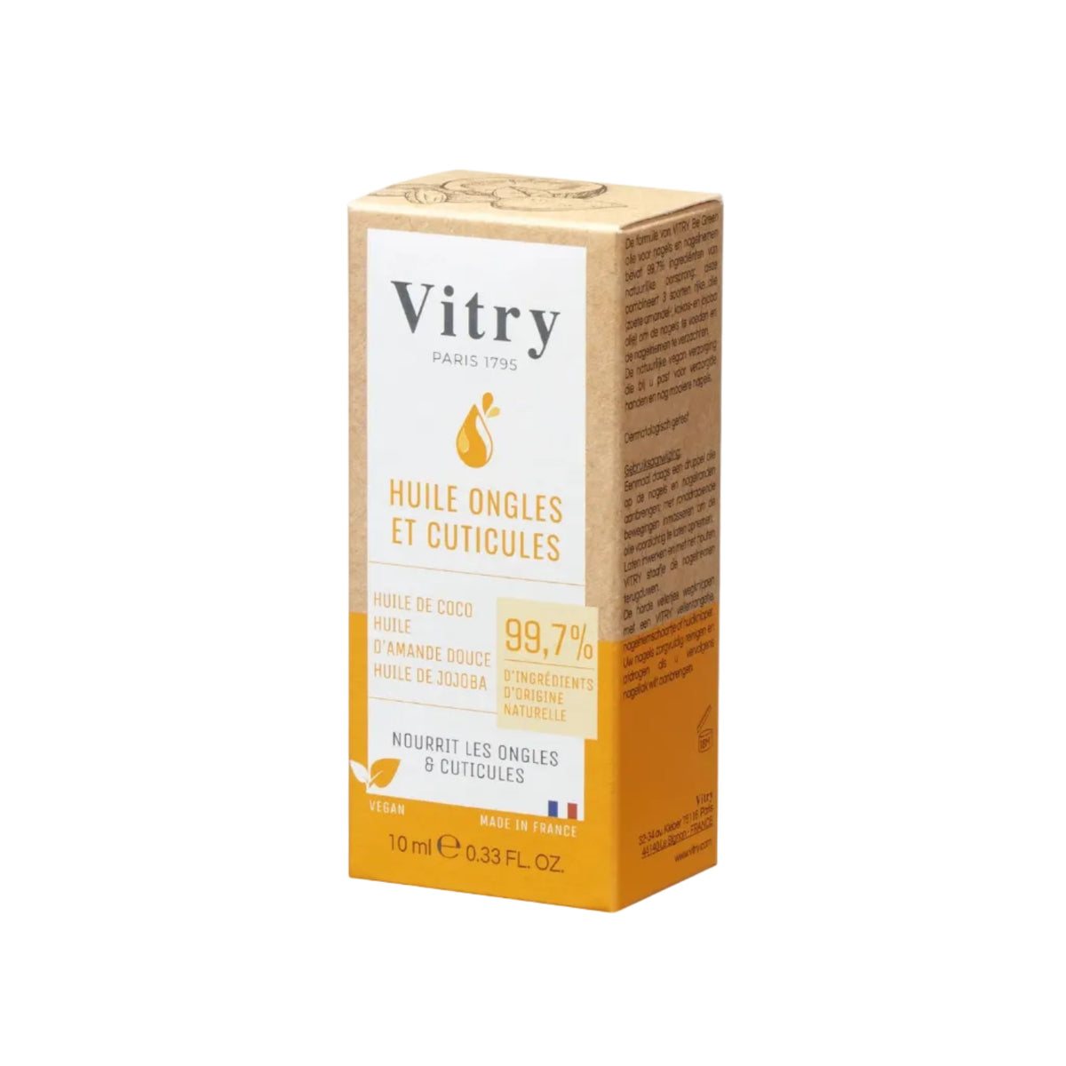 Vitry nail and cuticle oil packaging on a white background