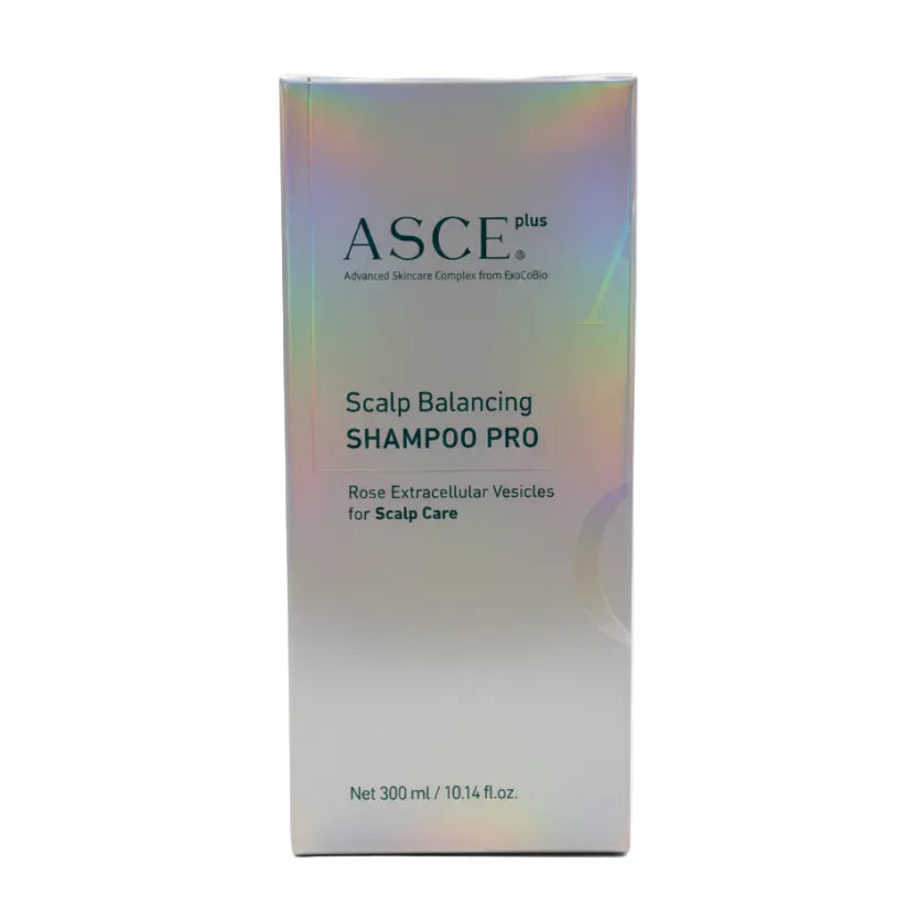 ASCE Scalp Balancing Shampoo Pro packaging on a blurred background