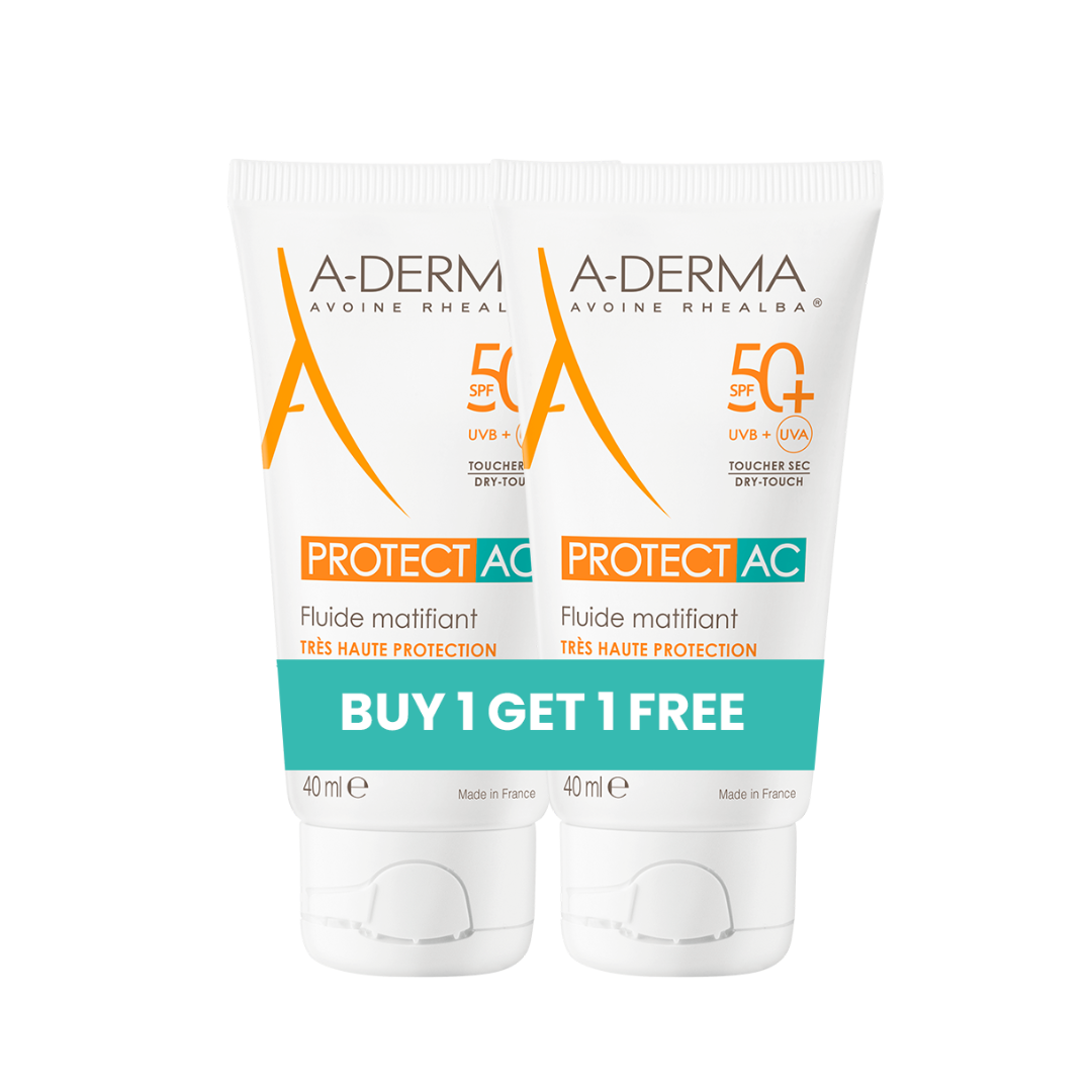 A-Derma Protect AC Mattifying Face Sunscreen Fluid SPF50+ for acne prone skin  Buy One Get One