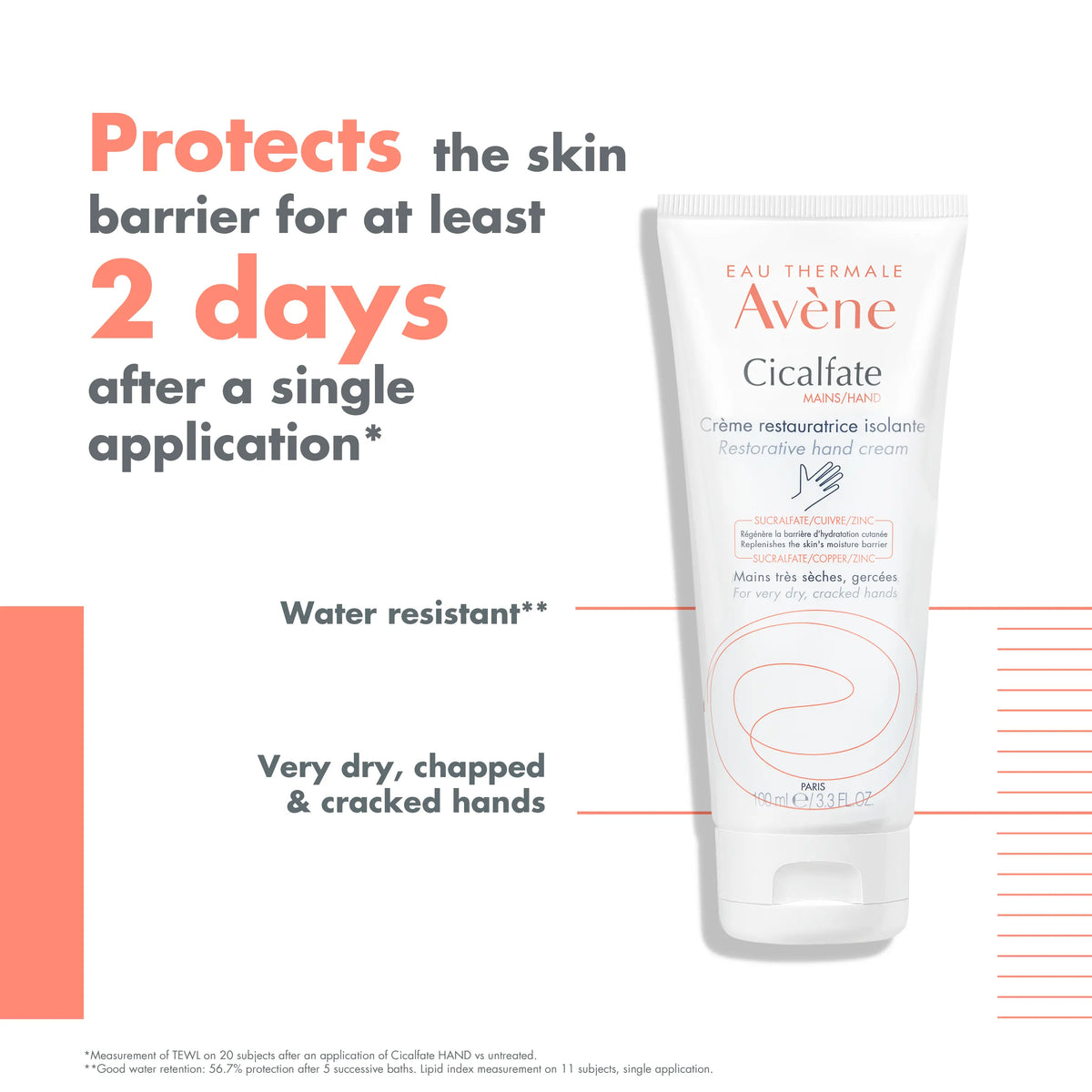 Avène Cicalfate Hand Cream with sucralfate copper and zinc for skin barrier repair
