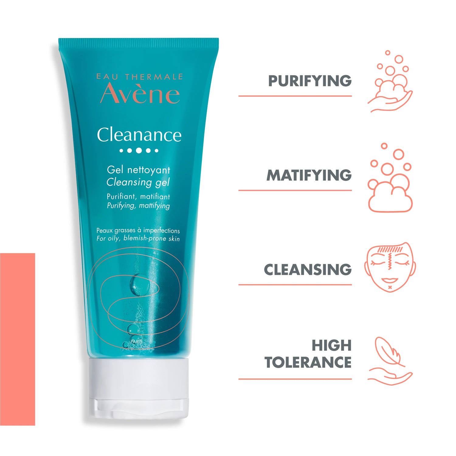 Soap-free Avène facial and body cleanser that removes excess oil and impurities