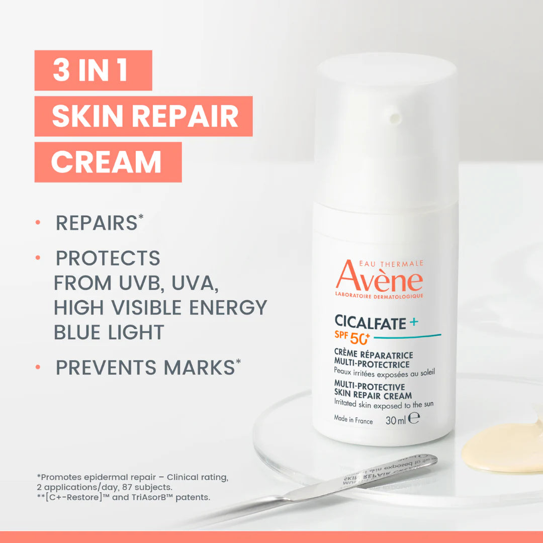 Avène Cicalfate+ SPF 50+ cream to protect and repair the skin barrier