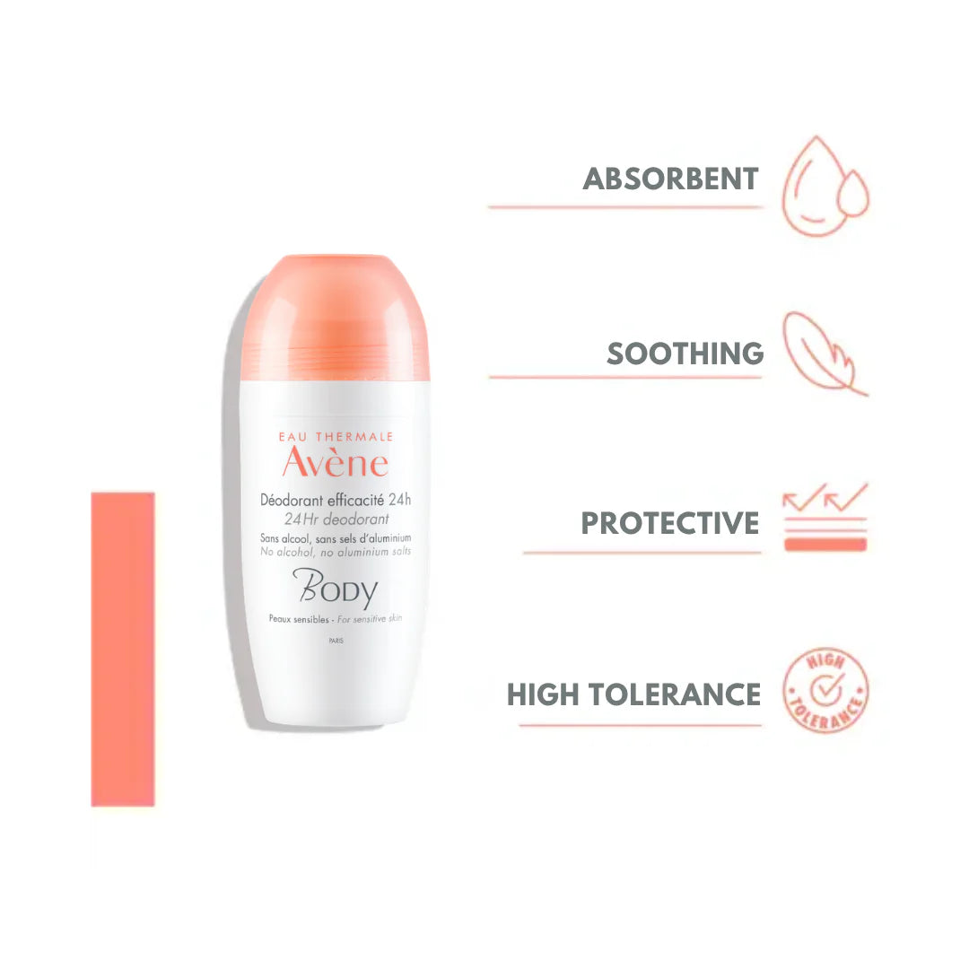 Avène alcohol-free roll-on deodorant with 24-hour odor protection