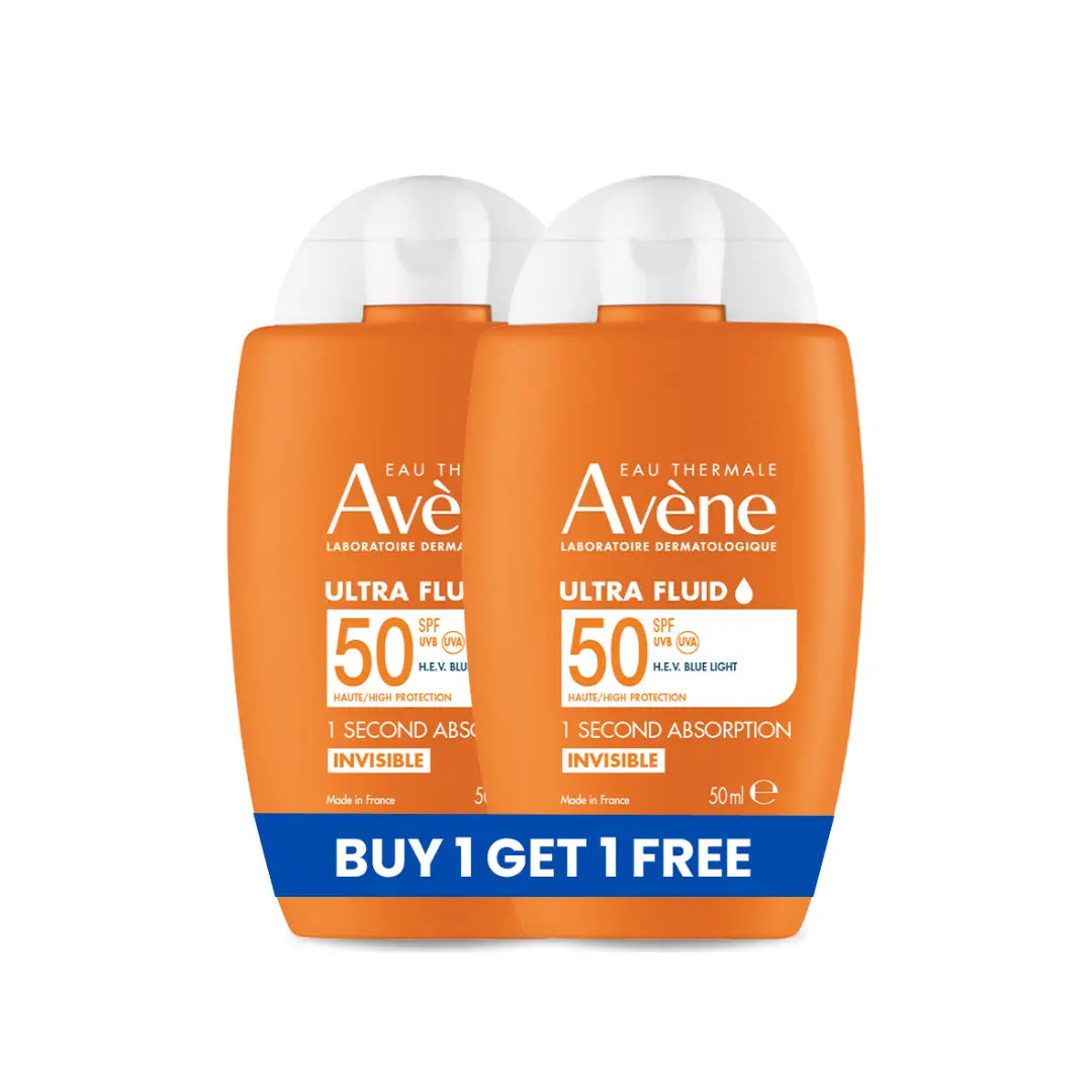 Avène Ultra Fluid Invisible SPF 50+ Sunscreen 50ml Buy One Get One.