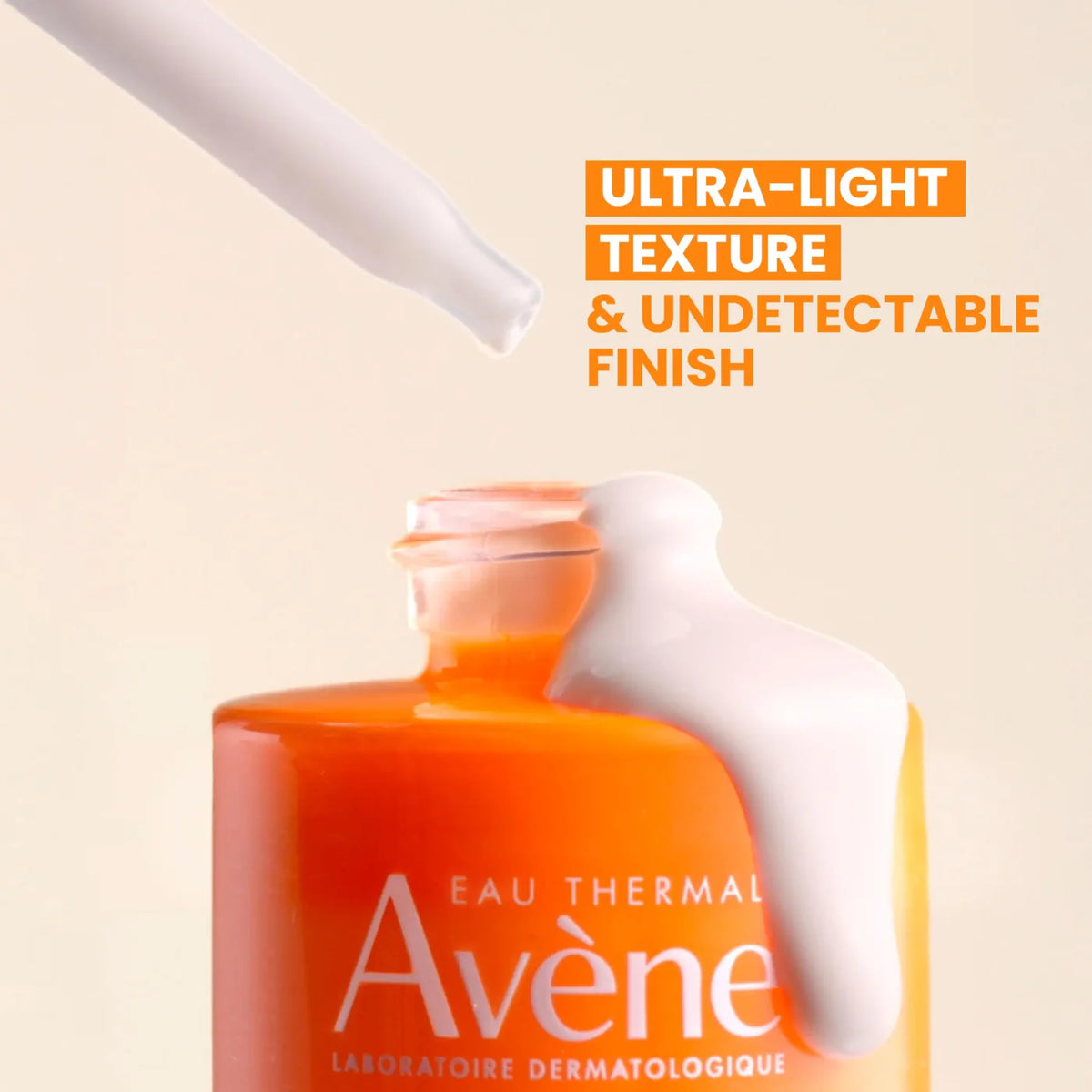Lightweight Avène sunscreen serum with SPF 50+ for everyday glow.