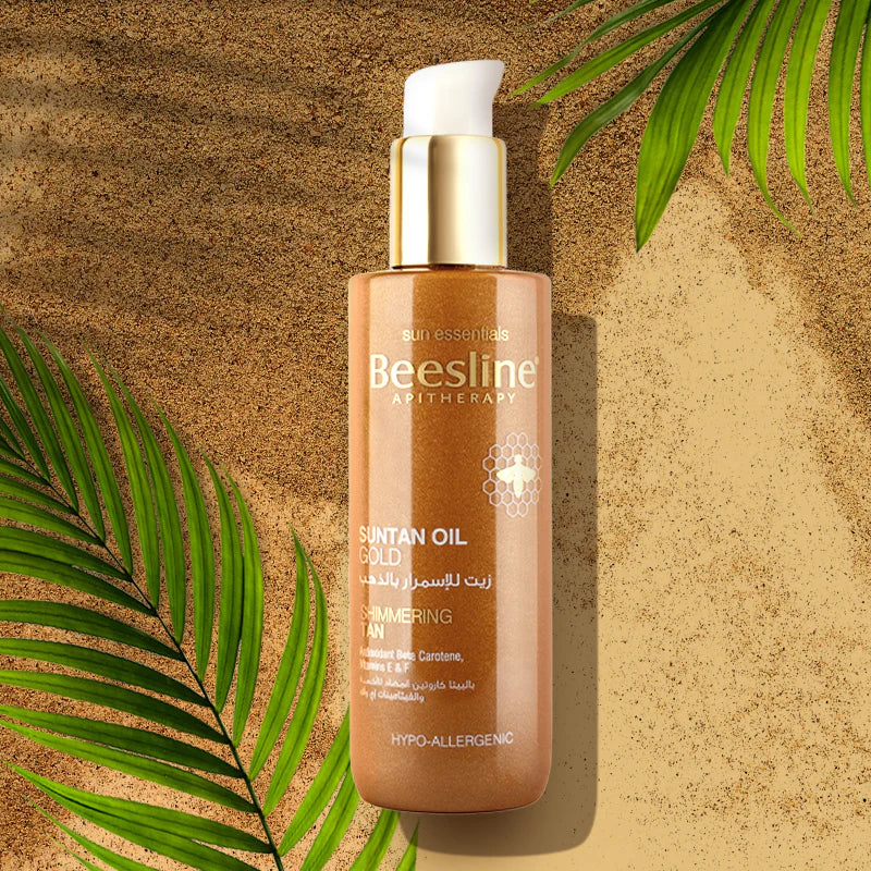 Beesline Sun Essentials Suntan Oil Gold body oil for radiant, sun-kissed skin.