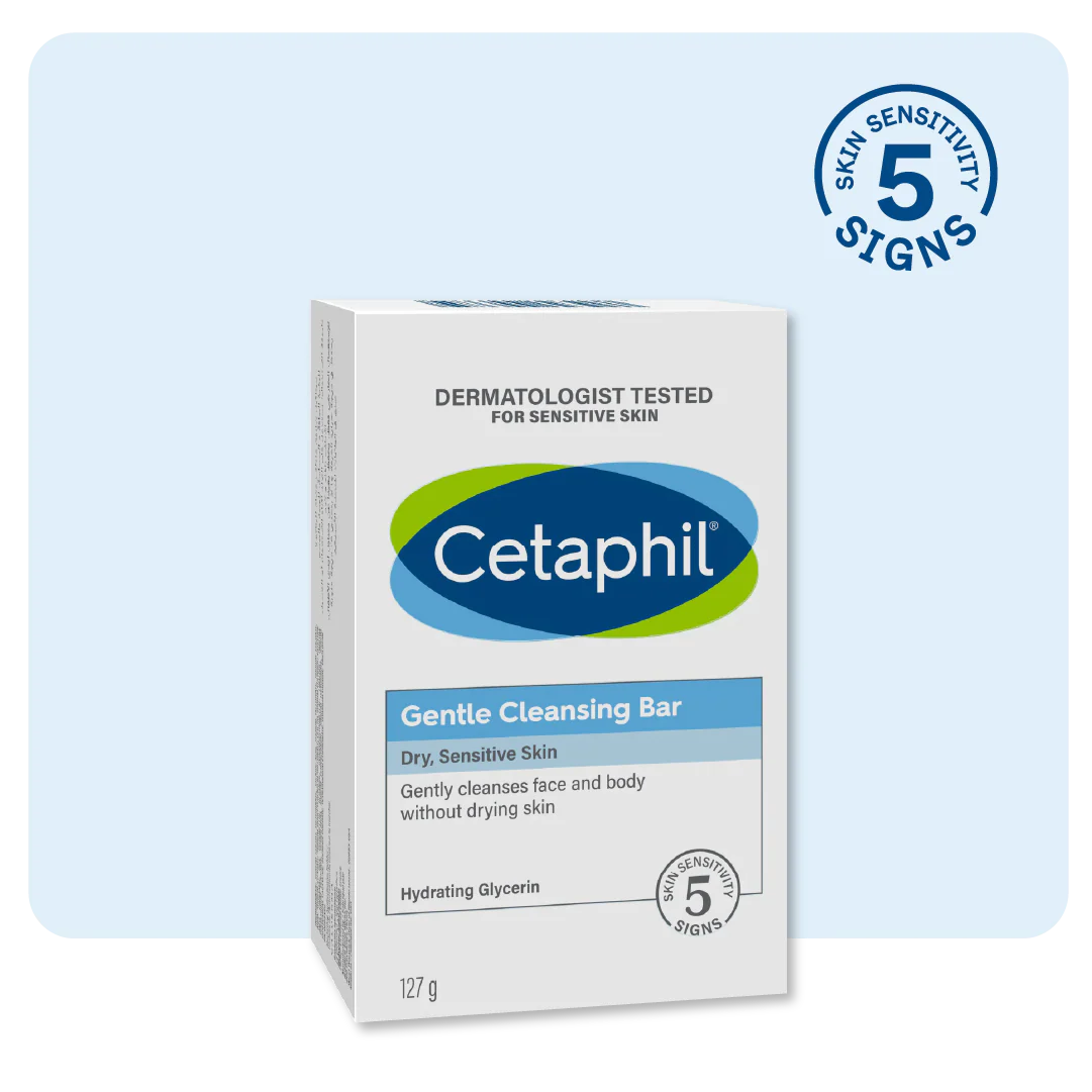 Cetaphil Gentle Cleansing Bar with glycerin and gentle cleansing ingredients