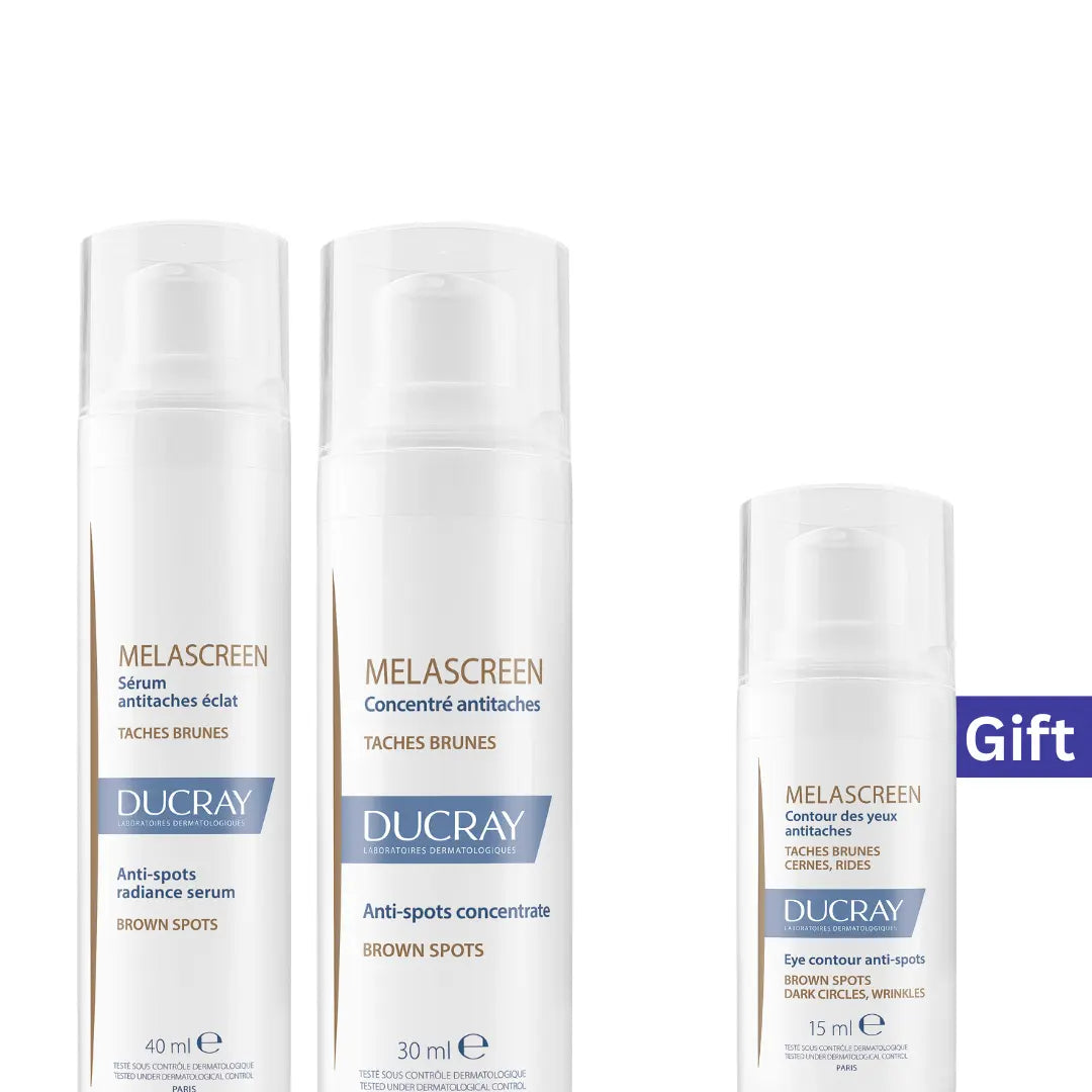 Dermatologist-developed Ducray routine for melasma and post-acne marks.