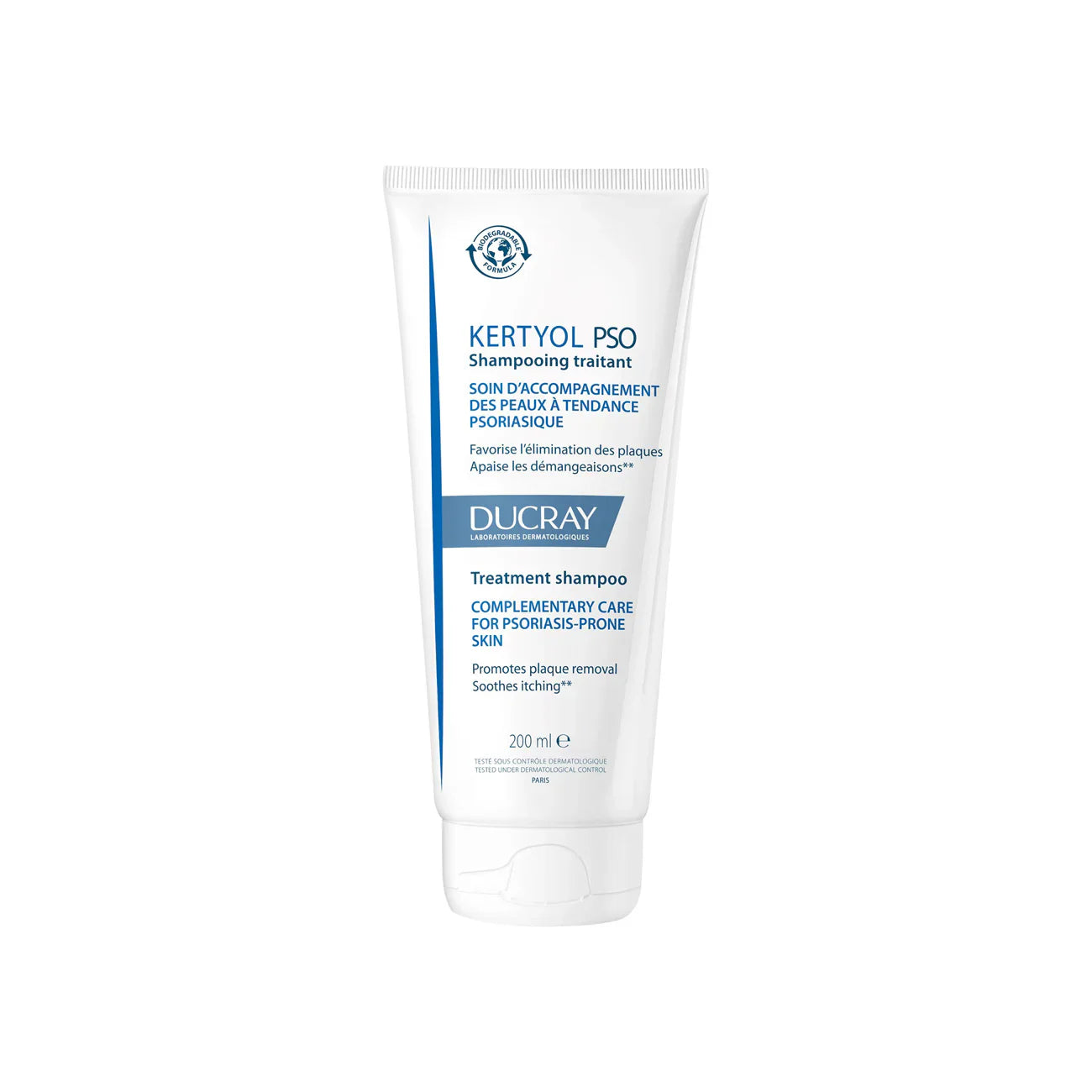 Ducray Kertyol PSO Kerato-Reducing Shampoo for psoriasis-prone scalp.