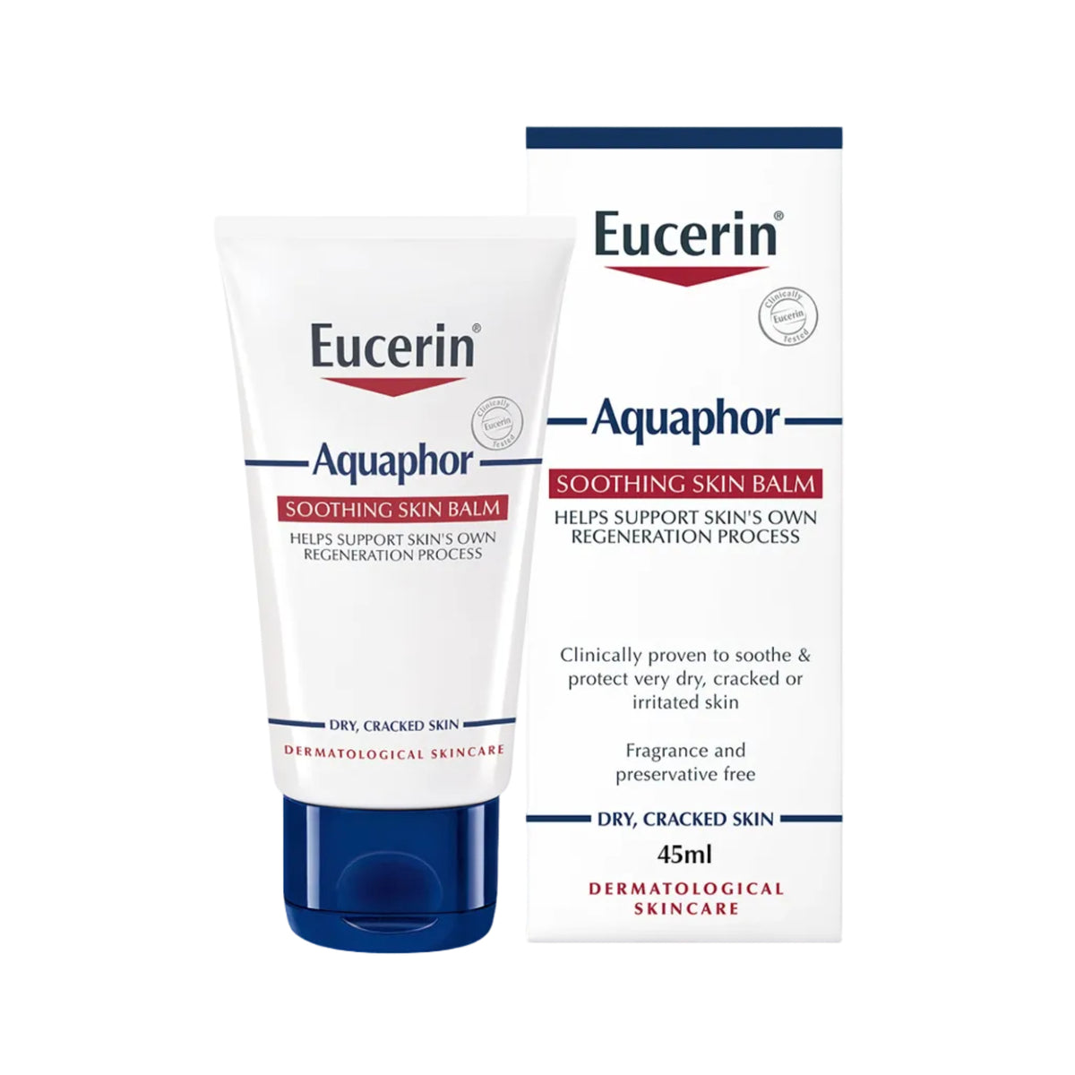 Eucerin Aquaphor Soothing Skin Balm packaging on a white background
