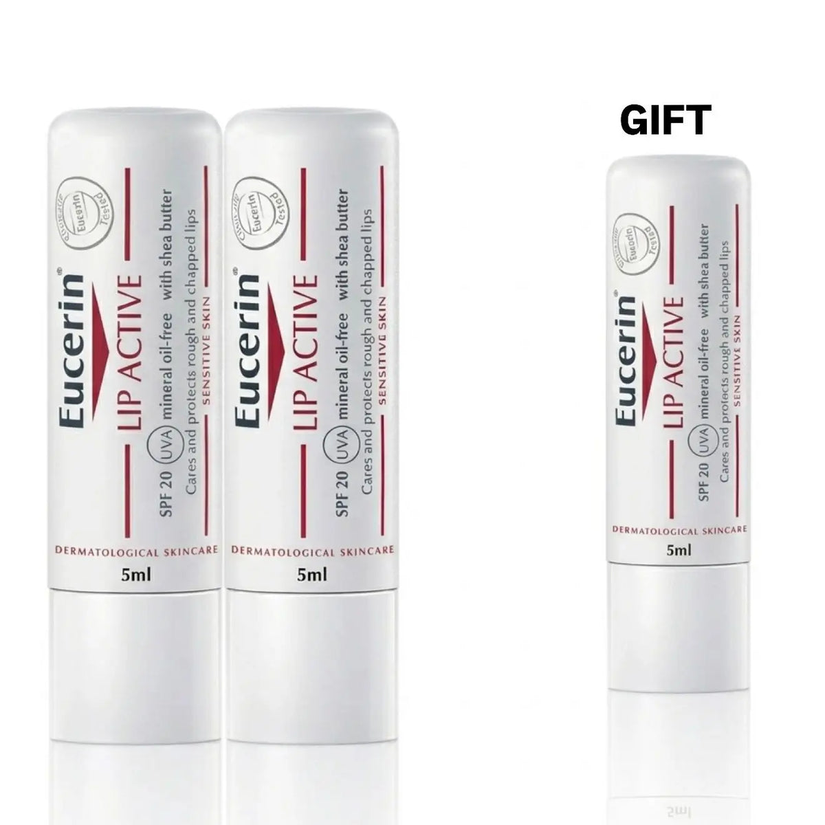Eucerin Lip Active SPF 20 lip care available at The Distriqt