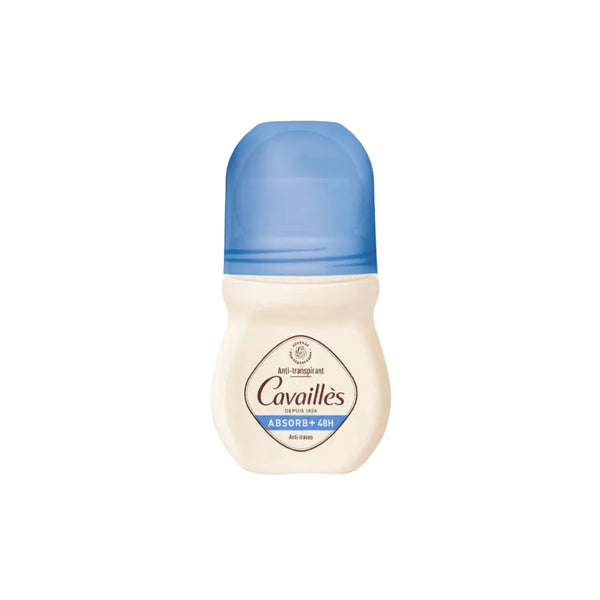 Cavailles deodorant roll-on with blue cap on a white background
