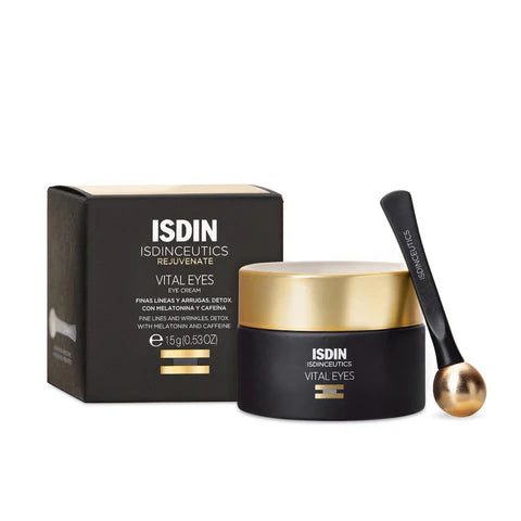 ISDIN skincare product with packaging and applicator on a white background