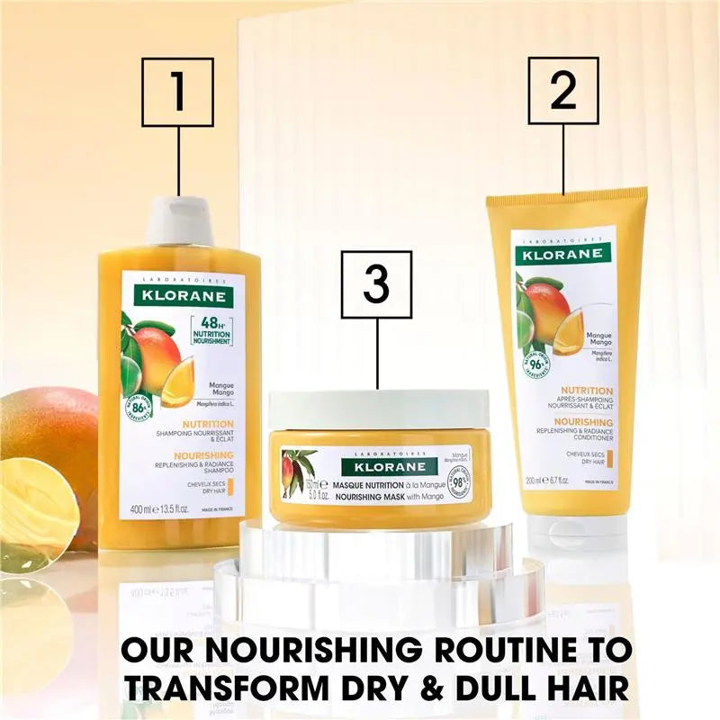 Silicone-free Klorane shampoo with Mango Butter for everyday nourishment available at distriqt lebanon