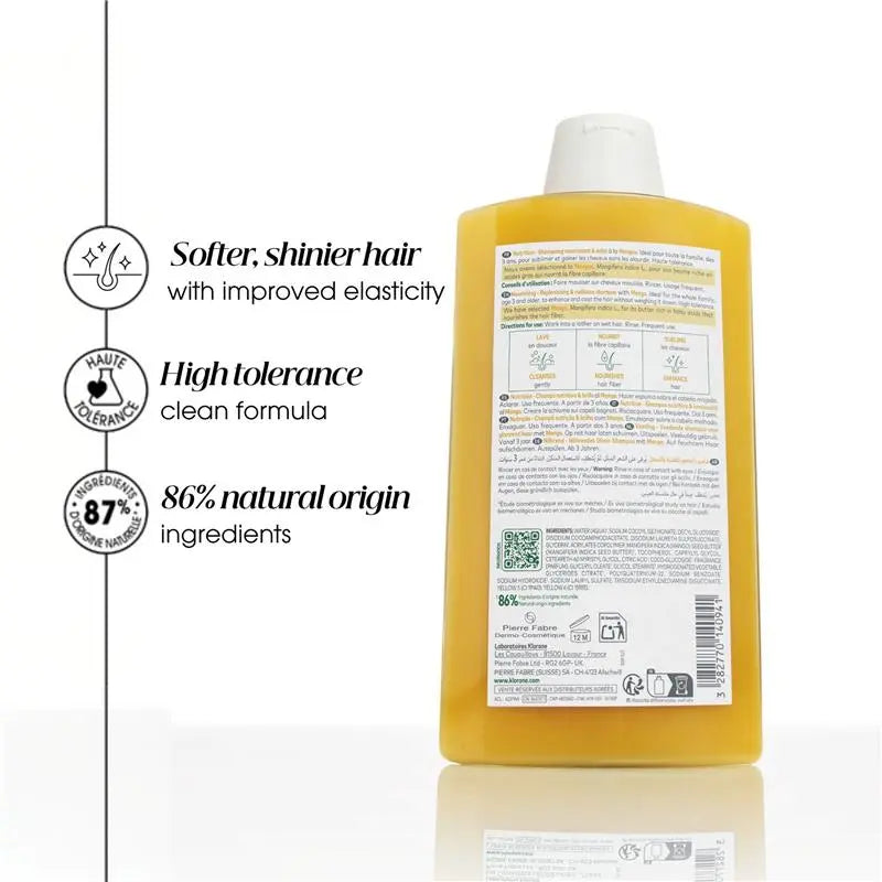 Silicone-free Klorane shampoo with Mango Butter for everyday nourishment available at distriqt lebanon