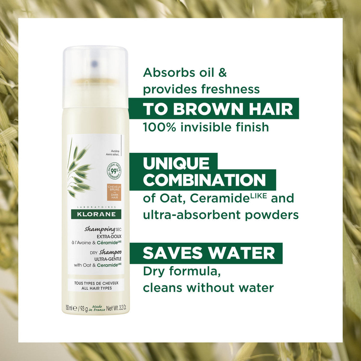 Klorane ultra-gentle dry shampoo with oat and Ceramide available at The Distriqt Lebanon