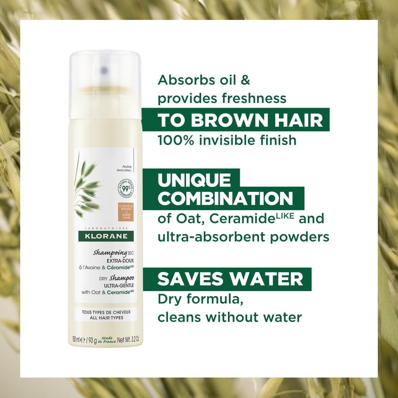 Klorane ultra-gentle dry shampoo with oat and Ceramide available at The Distriqt Lebanon