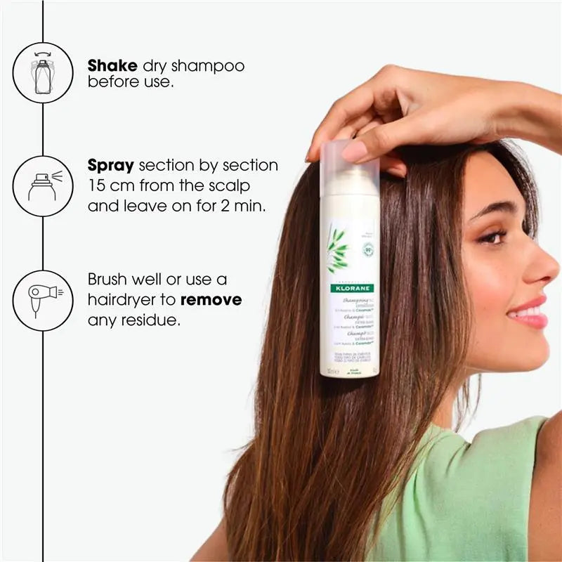 Klorane ultra-gentle dry shampoo with oat and Ceramide available at The Distriqt Lebanon